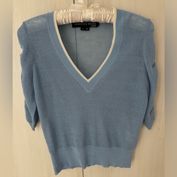 Veronica Beard Saville Sheer V-Neck Pullover XS - Picture 3 of 6